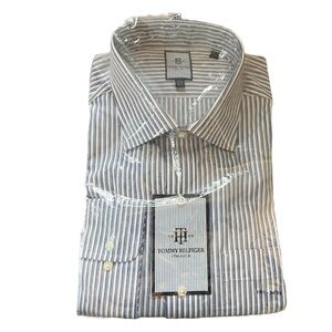 Tommy Hilfiger Ithaca Blue & White Striped Button Down collared Dress Shirt